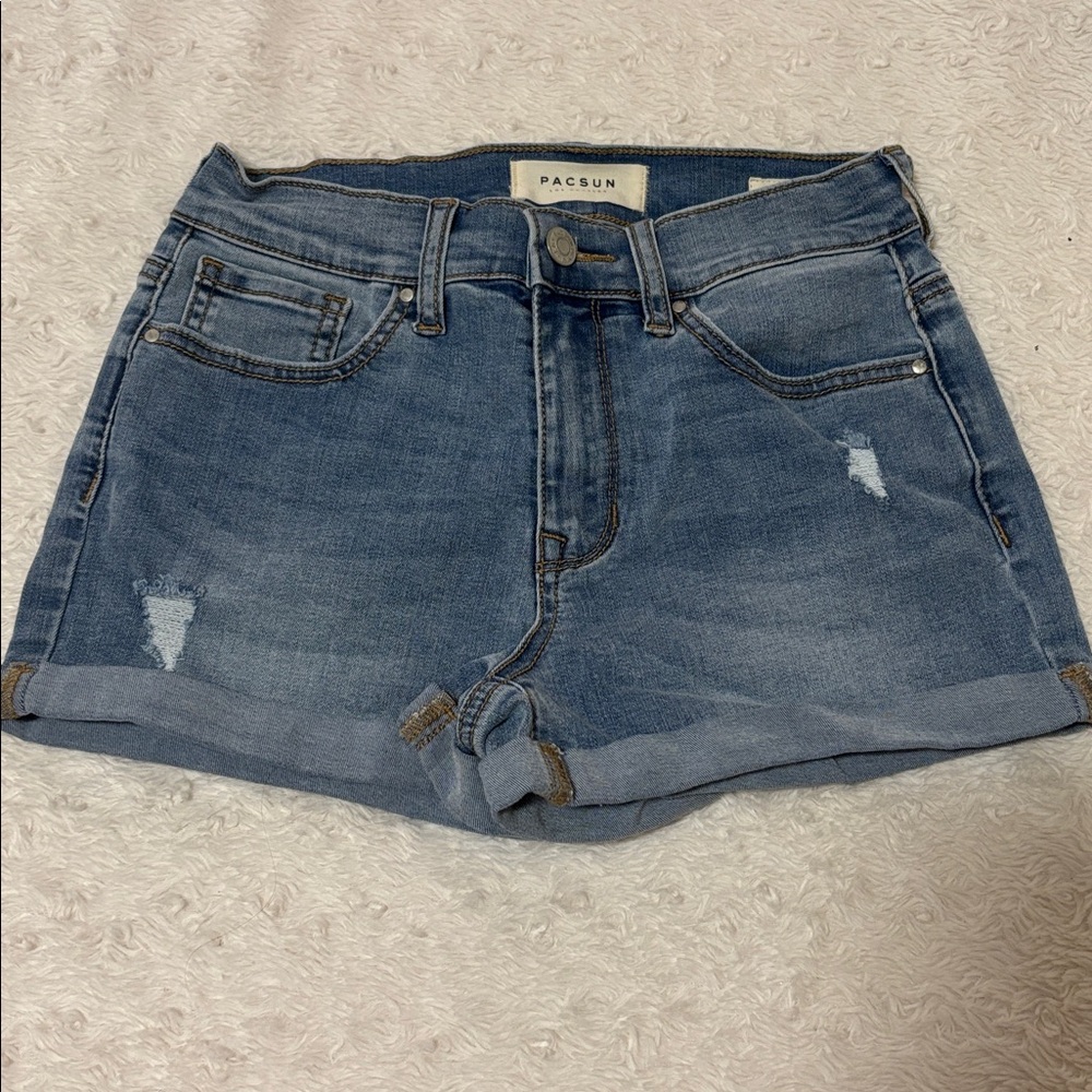 PacSun Light Blue Denim Shortie Shorts